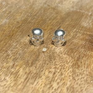 NWOT Mini CZ Skull 925 Sterling Silver Earrings